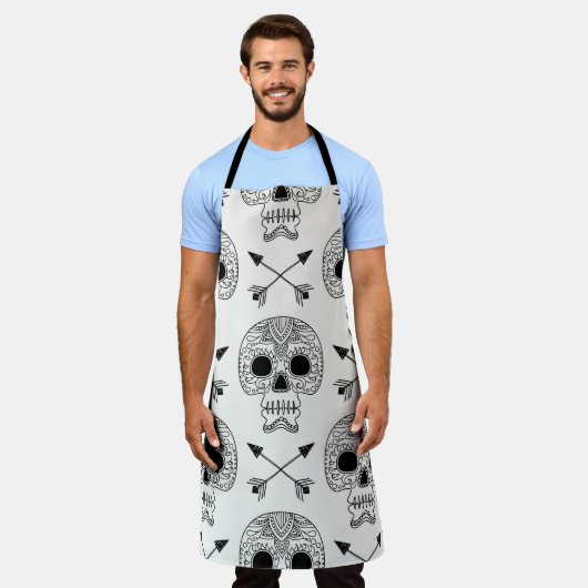 Mexicaanse schedel dag van de dood schort (Gedragen)