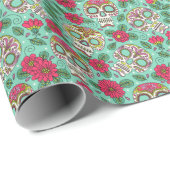 Mexicaanse schedel en bloemen, naadloos. cadeaupapier (Rol Hoek)