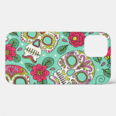 Mexicaanse schedel en bloemen, naadloos. Case-Mate iPhone case (Achterkant (horizontaal))