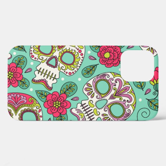 Mexicaanse schedel en bloemen, naadloos. Case-Mate iPhone case (Achterkant (horizontaal))