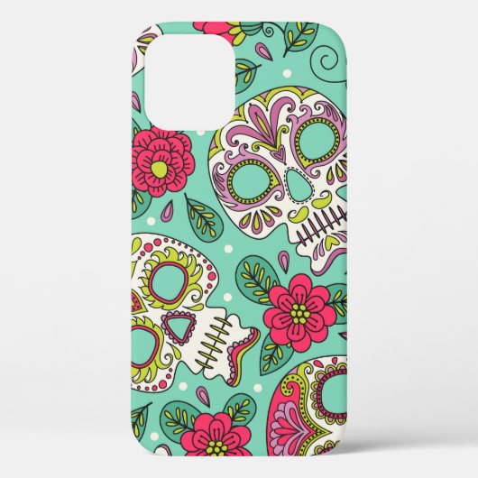 Mexicaanse schedel en bloemen, naadloos. Case-Mate iPhone case (Achterkant)