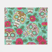 Mexicaanse schedel en bloemen, naadloos. fleece deken (Voorkant (Horizontaal))