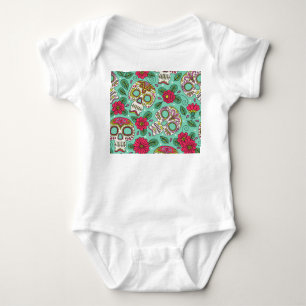 Mexicaanse schedel en bloemen, naadloos. romper