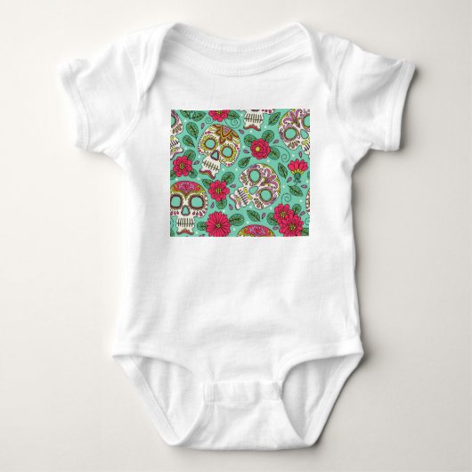 Mexicaanse schedel en bloemen, naadloos. romper (Voorkant)