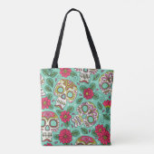 Mexicaanse schedel en bloemen, naadloos. tote bag (Achterkant)