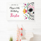Mexicaanse schedel Floral Fiesta Verjaardag Spandoek (Insitu)