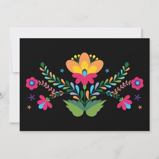 Mexicaanse schedel Floral Fiesta Verjaardag uitnod Kaart (Achterkant)