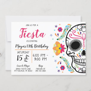 Mexicaanse schedel Floral Fiesta Verjaardag uitnod Kaart