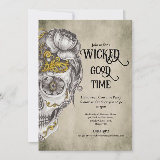 Mexicaanse schedel Halloween Party Kaart (Voorkant)