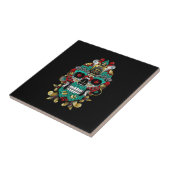 Mexicaanse schedel kunst in huichol stemming tegeltje (Zijkant)