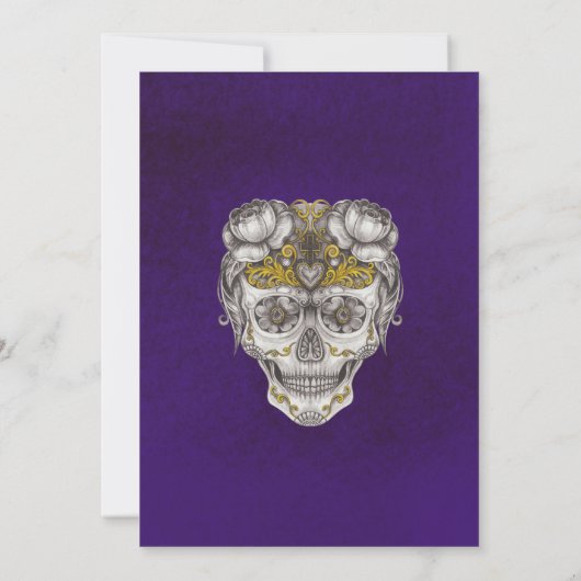 Mexicaanse schedel Paarse Halloween Party Kaart (Achterkant)