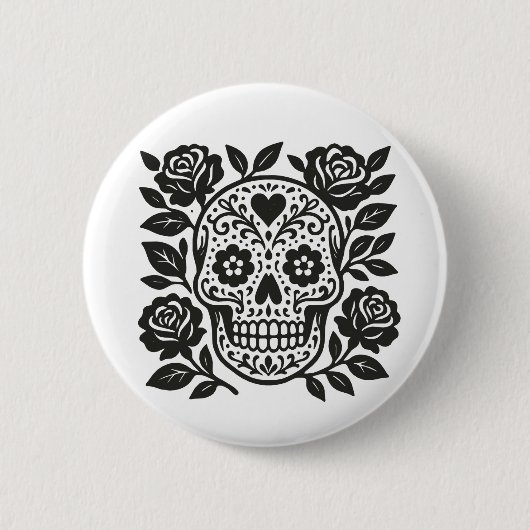 Mexicaanse schedel ronde button 5,7 cm (Voorkant)