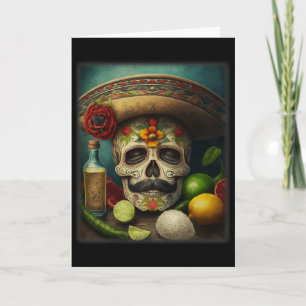 Mexicaanse Schedel Suiker Tequila Hoed Cinco De Ma Kaart