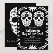 Mexicaanse Schedel van Suiker Zwart-Wit Feest Kaart (Voorkant / Achterkant)