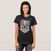 Mexicaanse schedelbloemen esthetisch Fantaseskelet T-shirt (Voorkant volledig)