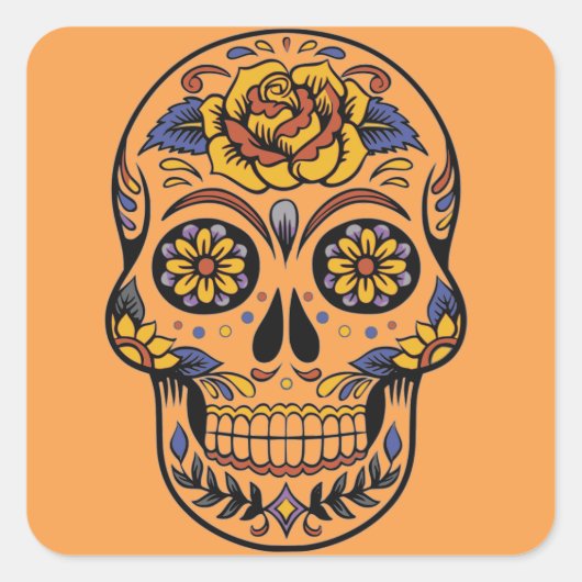 Mexicaanse schedeldag van de doden vierkante sticker (Voorkant)