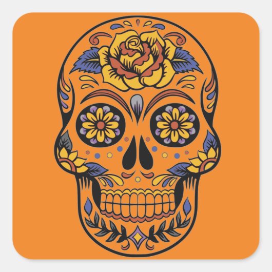 Mexicaanse schedeldag van de doden vierkante sticker (Voorkant)