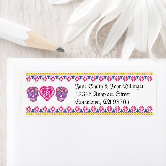 Mexicaanse schedels retour adres label (Insitu)