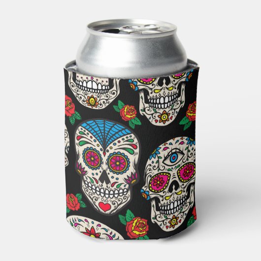 Mexicaanse schedels & Rozen: ontwerp Blikjeskoeler (Blikje Voorkant)