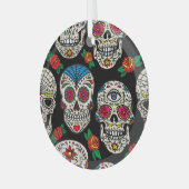 Mexicaanse schedels & Rozen: ontwerp Glas Ornament (Voorkant links)