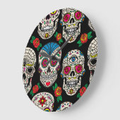 Mexicaanse schedels & Rozen:  ontwerp Grote Klok (Hoek)