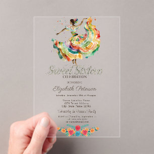 Mexicaanse Senorita Fiesta Bloemen Sweet 16   Acryl Uitnodigingen