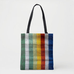Mexicaanse Serape Strepen Geweven Stof Textuur Tote Bag