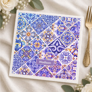 Mexicaanse Siciliaanse mediterrane paarse blauwe t Servet