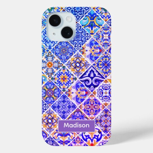 Mexicaanse Siciliaanse Mediterrane paarse tegels Case-Mate iPhone Case (Achterkant)