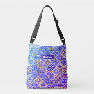 Mexicaanse Siciliaanse Mediterrane paarse tegels Crossbody Tas