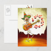 Mexicaanse Skeleton Plays Guitar Briefkaart (Voorkant / Achterkant)
