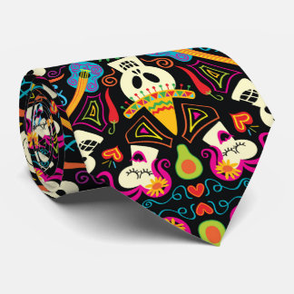 Mexicaanse skeletten die de dag van de dood vieren stropdas