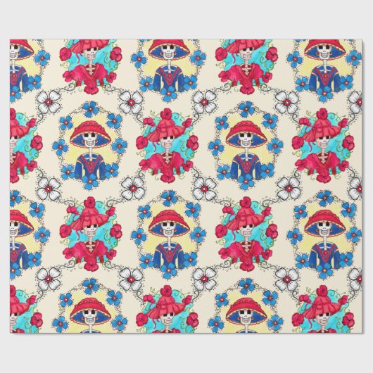 Mexicaanse Skulls wrapppapier Cadeaupapier (Vlak)