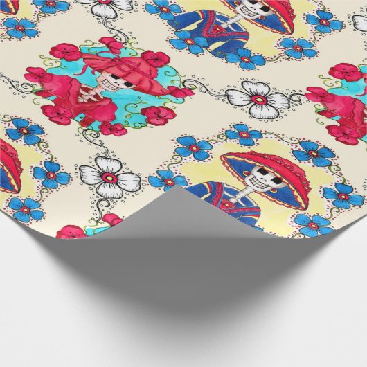 Mexicaanse Skulls wrapppapier Cadeaupapier (Hoek)