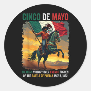 Mexicaanse Slag bij Puebla 5 mei 1862 Ronde Sticker