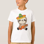 Mexicaanse Sloth Sombrero Ukulele Cinco de mayo T-shirt (Voorkant)