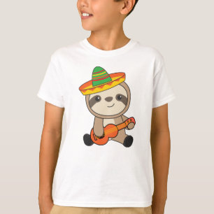 Mexicaanse Sloth Sombrero Ukulele Cinco de mayo T-shirt
