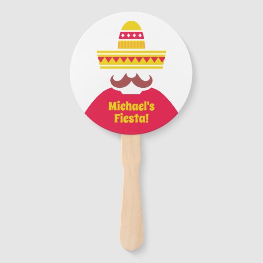 Mexicaanse Sombrero Mustache Fiesta Party Hand Fan Handwaaier (Voorkant)