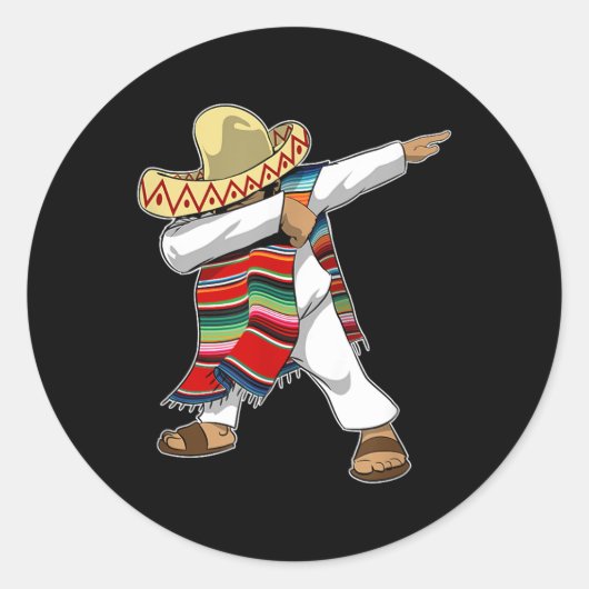 Mexicaanse Sombrero Poncho Dabbing Ronde Sticker (Voorkant)