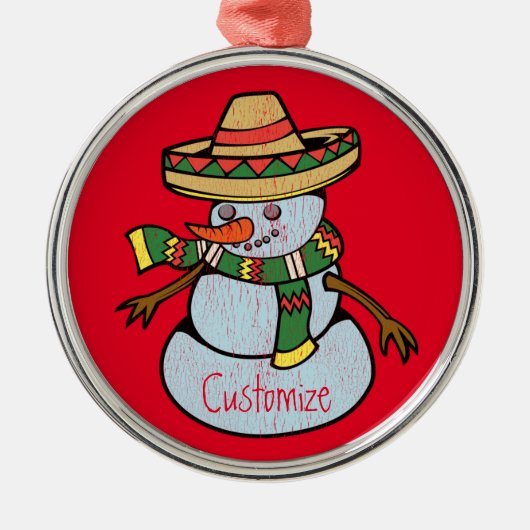 Mexicaanse Sombrero Santa Thunder_Cove Metalen Ornament (Voorkant)