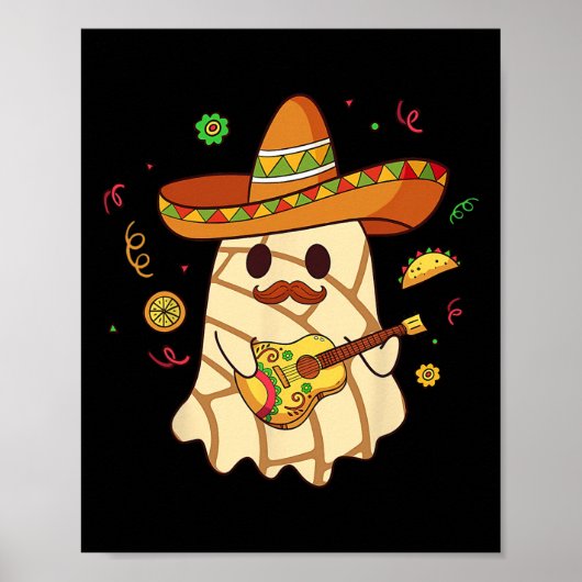 Mexicaanse Spooky Ghost Play Gitaar Conchas Pan Du Poster (Voorkant)