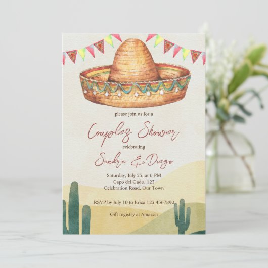 Mexicaanse stelletjes douchen kaart (Staand voorkant)