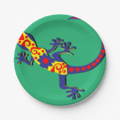 Mexicaanse stijl Blauw, Geel en Rood Gecko Papieren Bordje (Voorkant)