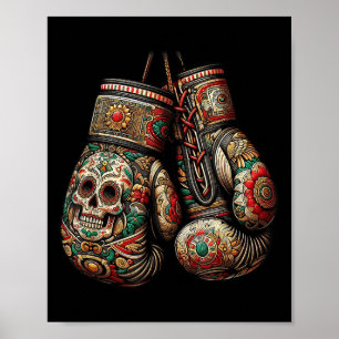 Mexicaanse stijl bokshandschoenen Aztec Maya Fi Poster