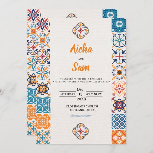Mexicaanse stijl bruiloft uitnodiging - volledig b (Voorkant / Achterkant)