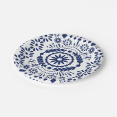 Mexicaanse stijl Papel Picado Navy Blue Papieren Bordje (Gekanteld)