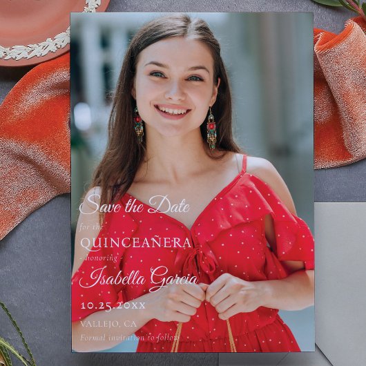 Mexicaanse Stijl Quinceañera Foto Save the date Aankondiging