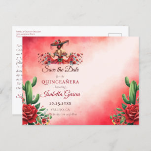 Mexicaanse stijl Quinceañera Save the Date Briefkaart