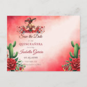 Mexicaanse stijl Quinceañera Save the Date Briefkaart (Voorkant)