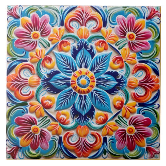 Mexicaanse stijl thema patroon tegeltje (Voorkant)